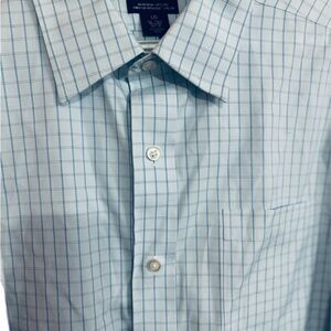 Denver Hayes Light Blue Grid Pattern Dress Shirt